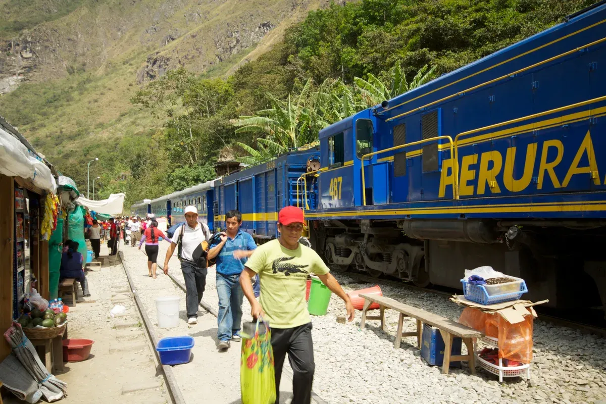 The Hidroeléctrica station at the end of the line from Aguas Calientes, on the Salkantay trek route