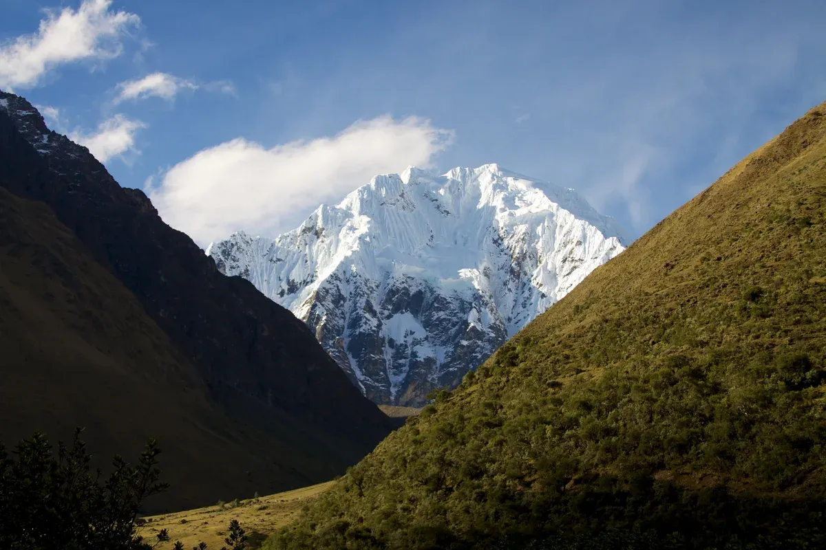 Nevado Salkantay above the valley near Soraypampa, on the Salkantay trek route